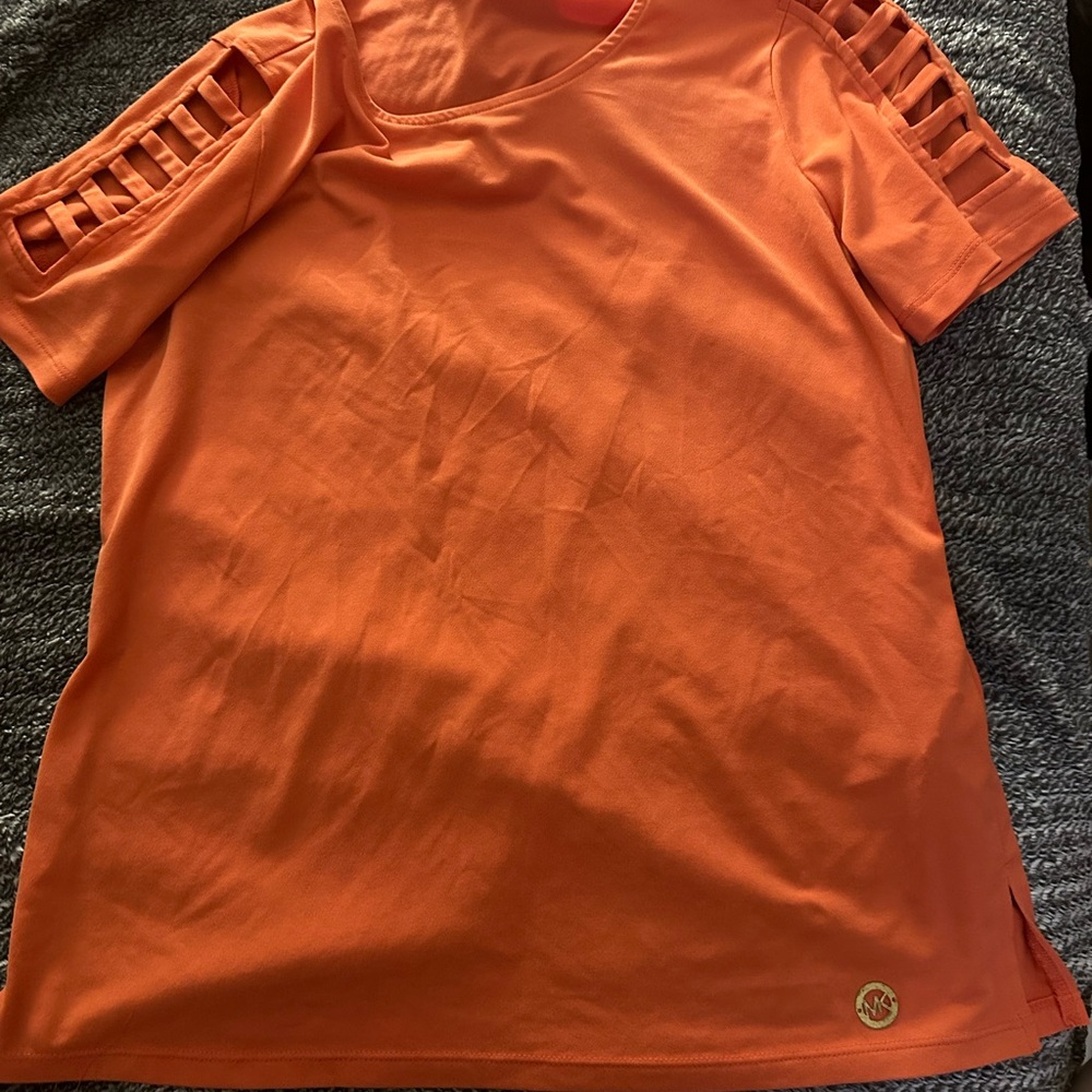 Michael Kora Orange Short Sleeve blouse